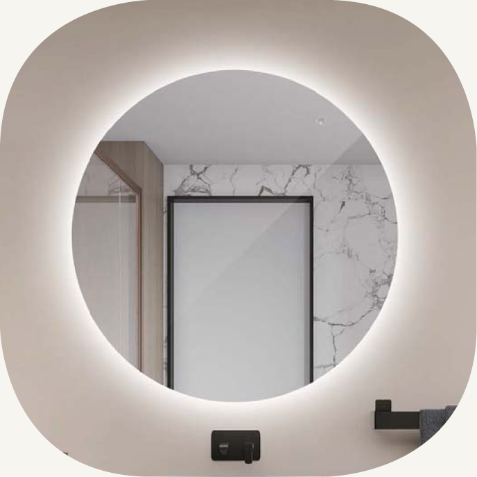 Espejo de baño Led cuadrado - Iluminado por LED con IRC >80 – Modelo  AUSTRIA – MamparaStore