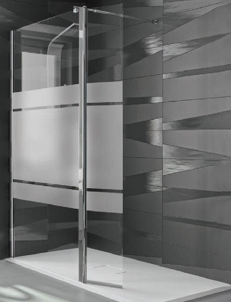 Mampara de Ducha Frontal- 1 Panel Fijo + 1 Puerta Abatible - Cristal de Seguridad de 6 mm - Modelo 300 ABA