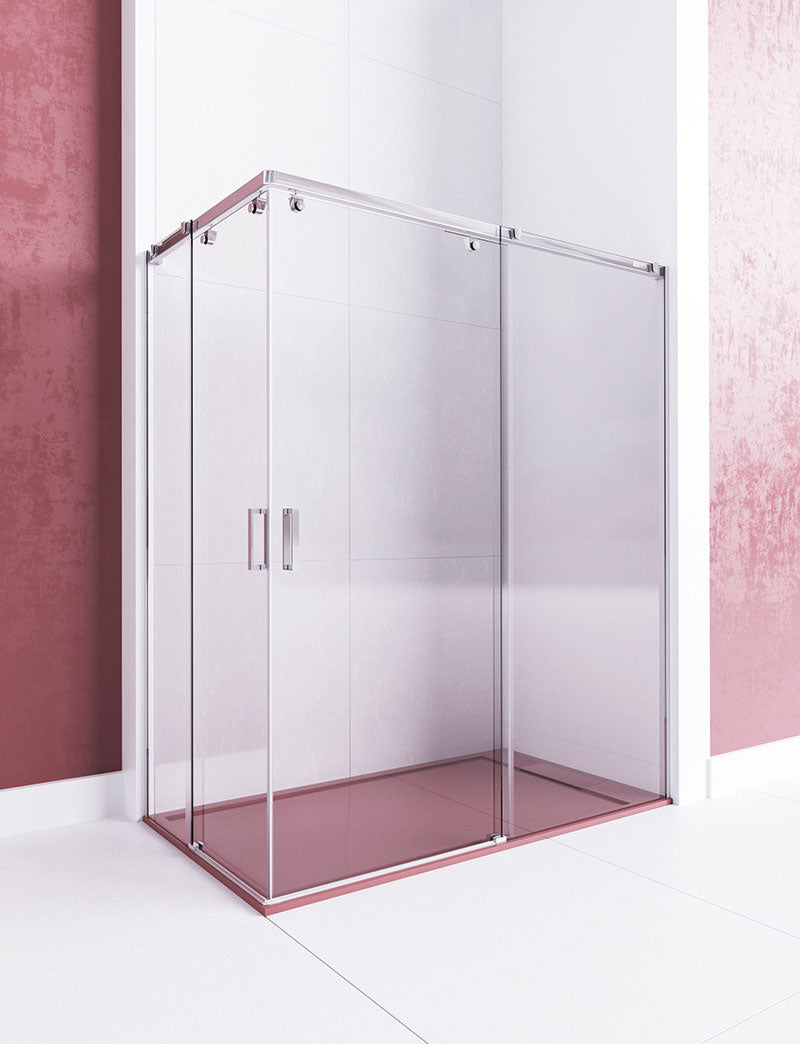 Mampara de ducha de cristal 90x90 cm con doble apertura - Elimena