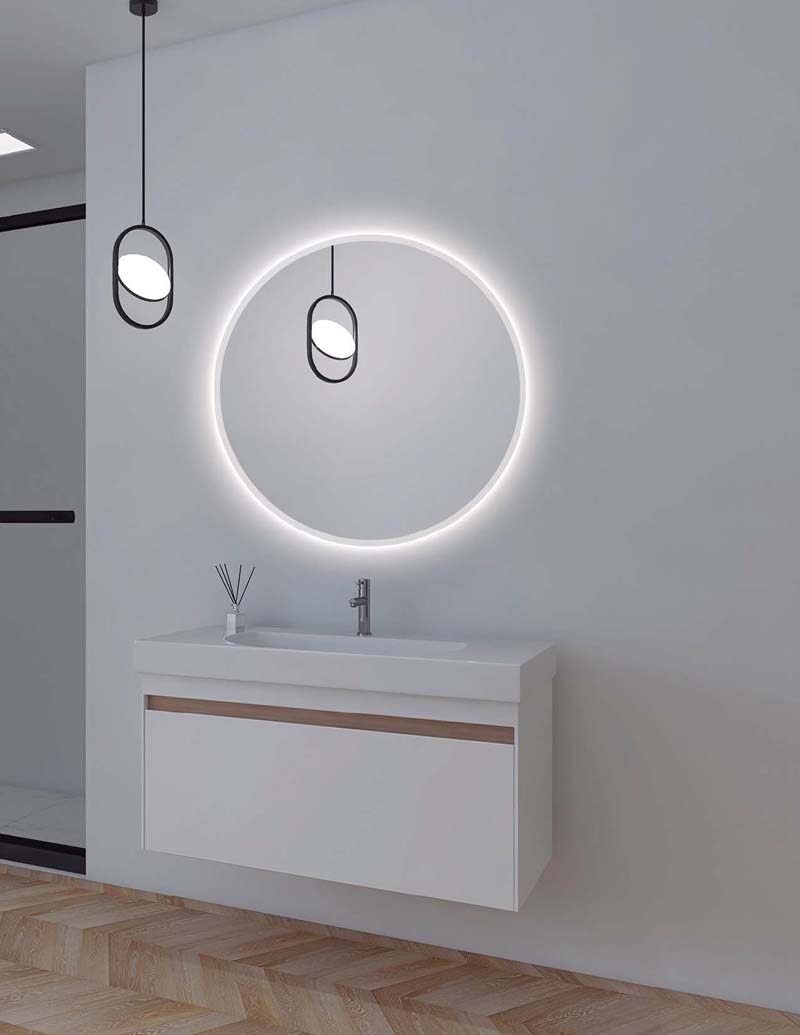 Espejo de baño Led redondo - Retroiluminado por LED con IRC >80 – Modelo  OPORTO – MamparaStore