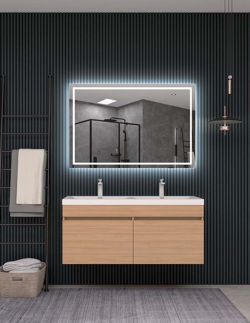 120 x 80 cm Espejo de baño led con iluminación, botón táctil,antivaho