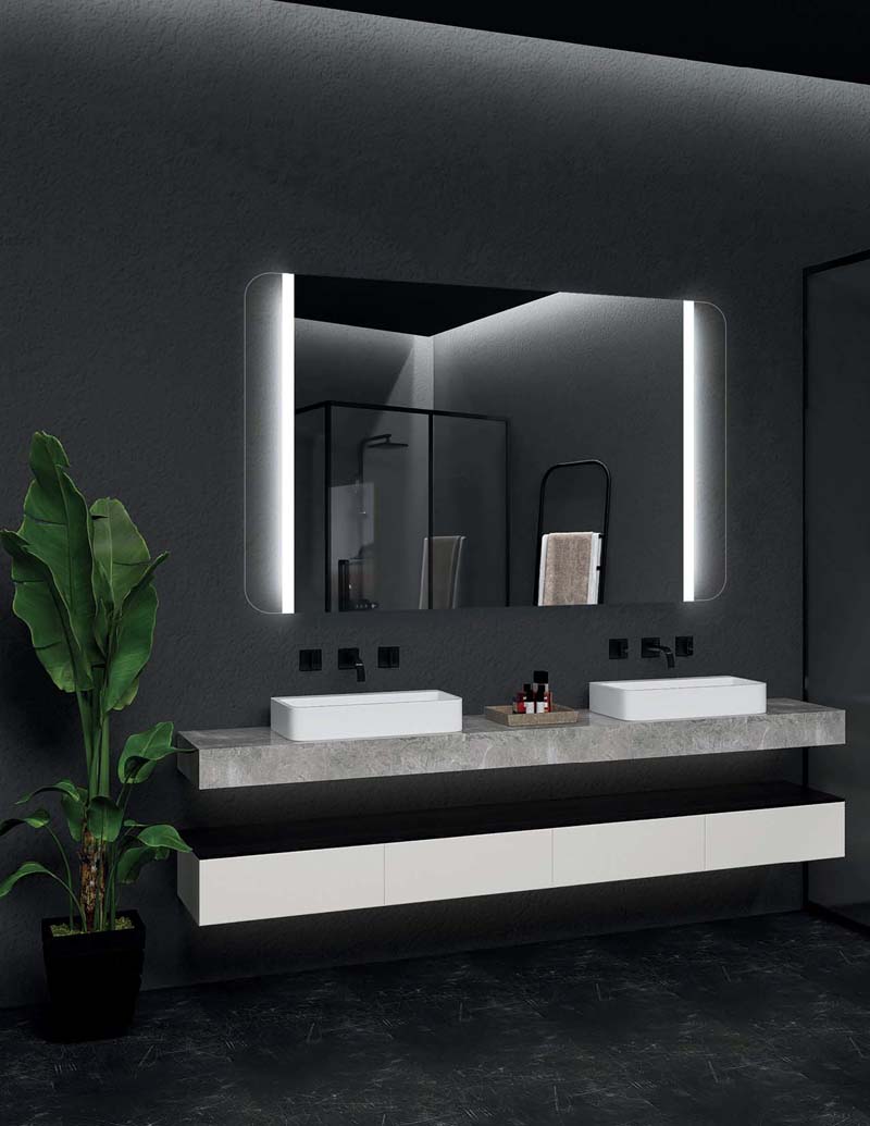 Espejo de baño Led cuadrado - Iluminado por LED con IRC >80 – Modelo  FRANCIA – MamparaStore