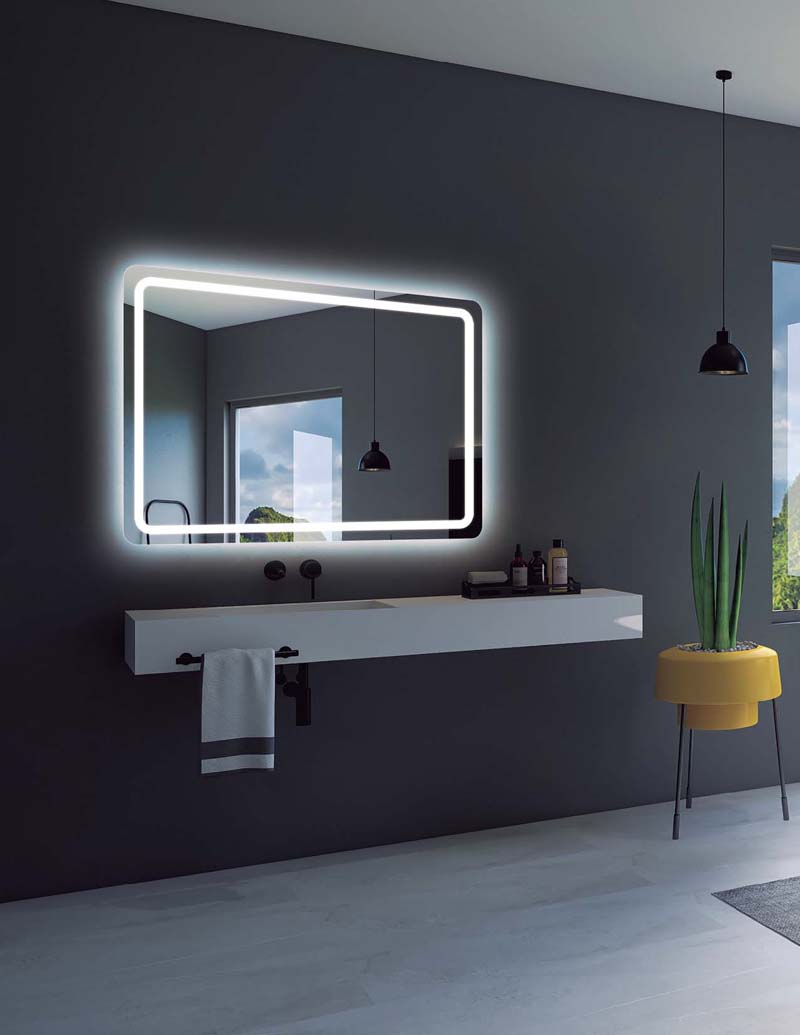Espejo Moderno Luz Led Rectangular Maki 60x80 Reflejar Baño