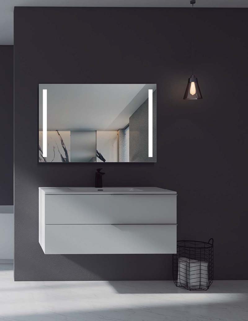 Espejo de baño Led cuadrado - Luz frontal con doble tira de LED con IRC >80  – Modelo FINLANDIA – MamparaStore