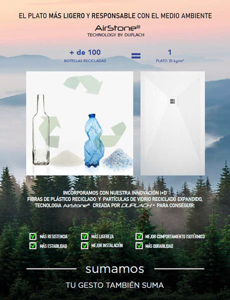 Plato de Ducha de Resina con Carga Mineral - Textura Pizarra - Color a elegir - Modelo ZEUS