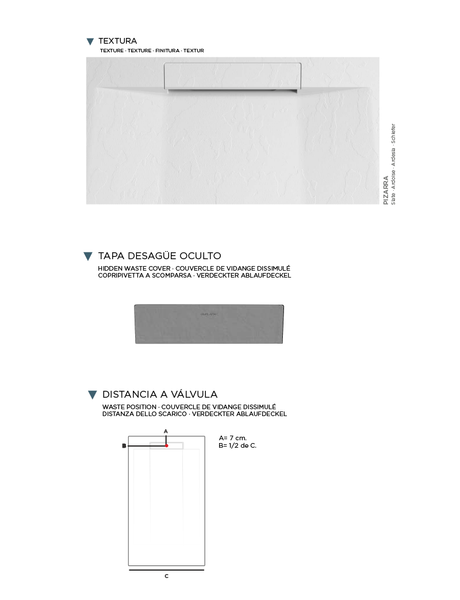 Plato de Ducha de Resina con Carga Mineral - Textura Pizarra - Color a elegir - Modelo ZEUS