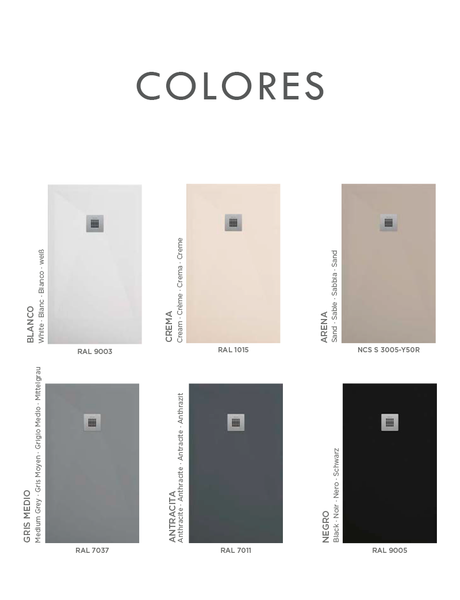 Plato de Ducha de Resina con Carga Mineral - Textura Pizarra - Color a elegir - Modelo PLUS