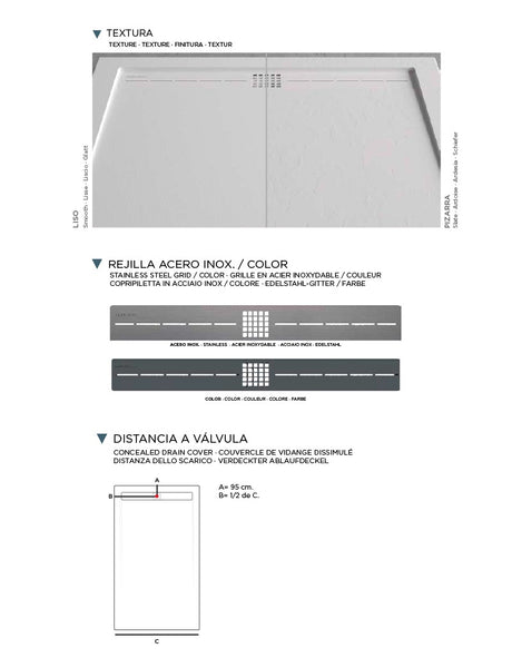 Plato de Ducha de Resina con Carga Mineral - Textura Pizarra - Color a elegir - Modelo CACH