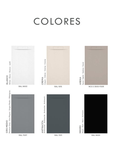 Plato de Ducha de Resina con Carga Mineral - Textura Pizarra - Color a elegir - Modelo ZEUS