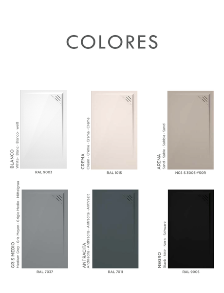 Plato de Ducha de Resina con Carga Mineral - Textura Lisa - Color a elegir - Modelo MIO