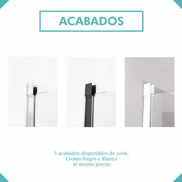 Modelo ALTAIR - Mampara Angular de ducha - de 2 hojas fijas y 2 puertas correderas - Cristal 6 mm con ANTICAL INCLUIDO