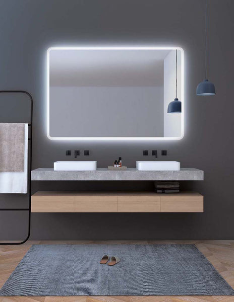 Espejo de Baño con Iluminación LED 60x80 cm con Estante y Marco - Blanco  frío 7000K