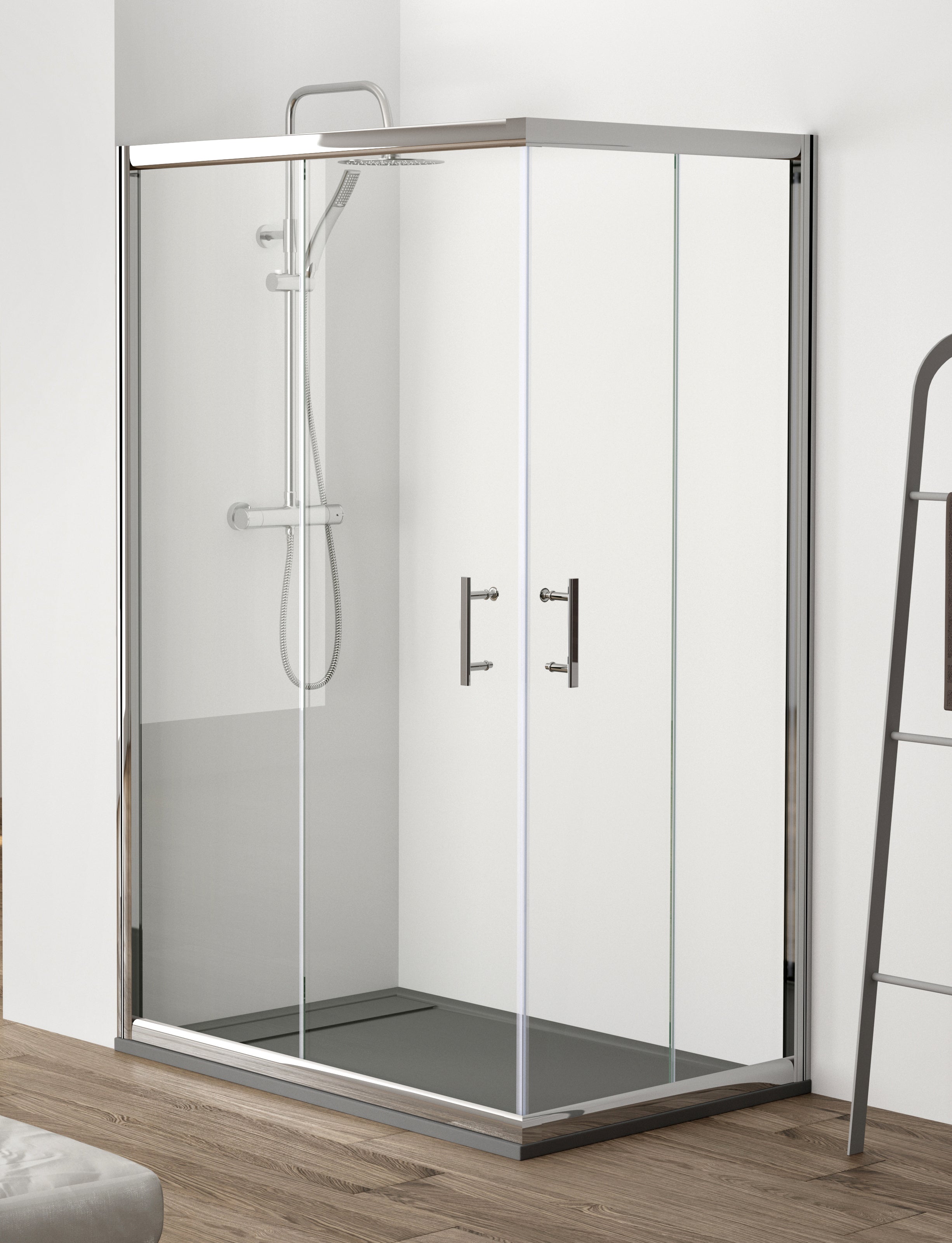 Mampara angular de ducha 2 fijos + 2 puertas correderas de 77 a 80 cm.  Velvet — Suministros online SUMICK, S.L.