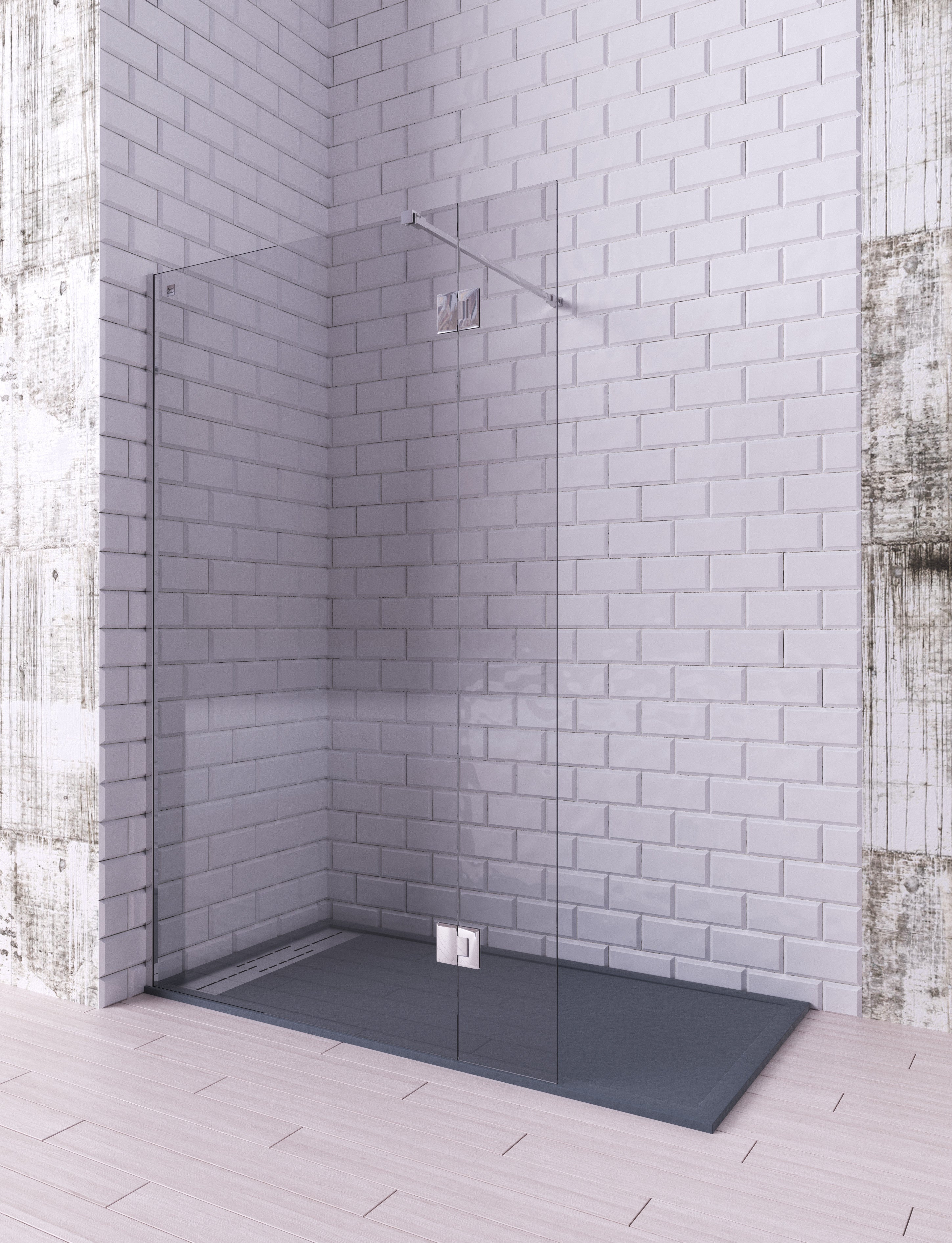 Mampara ducha frontal 1 Panel fijo + 1 hoja abatible\Mod.LIBO – MamparaStore