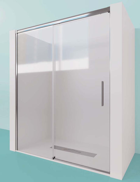 Mampara frontal de ducha modelo Sirio compuesta por 1 hoja fija + 1 puerta corredera