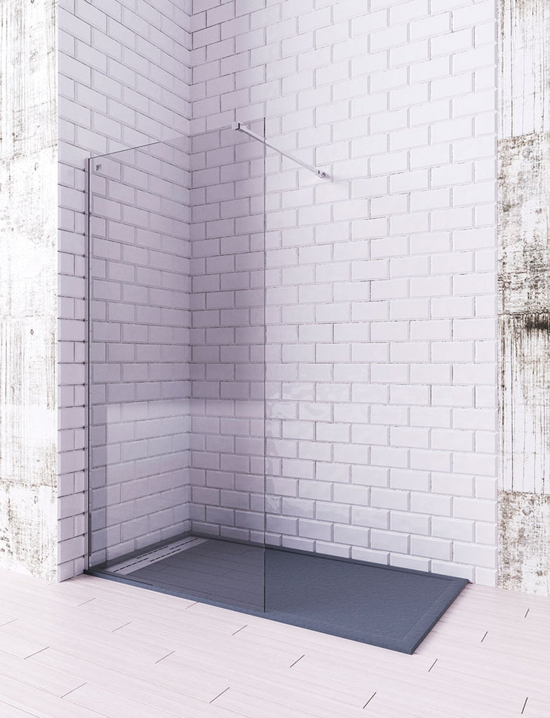 Mampara de ducha walk in cristal serigrafiado modelo Sokaris espejo