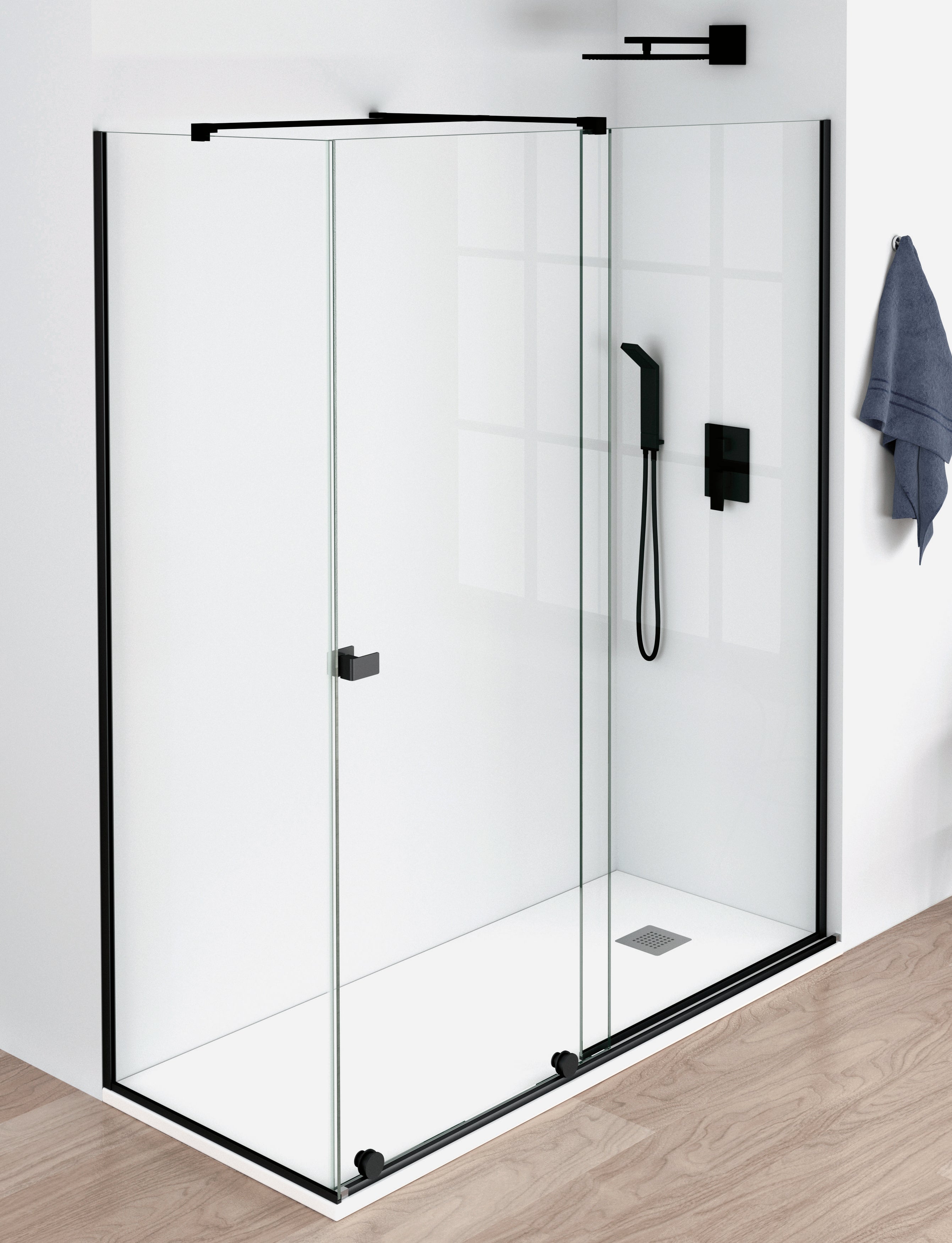 Frontal de ducha-mampara modelo CLIO-BECRISA-fijo y puerta corredera